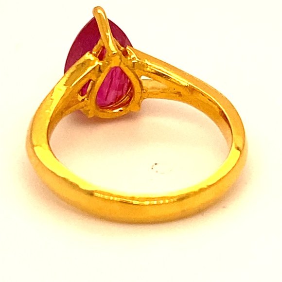 Burmese Ruby 3.38ct Solid 22K Yellow Gold Ring - Picture 6 of 8